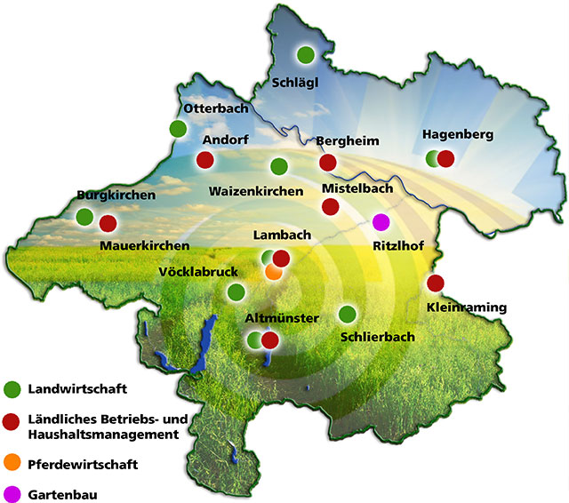 LAndkarte Schulen LWBFS OÖ